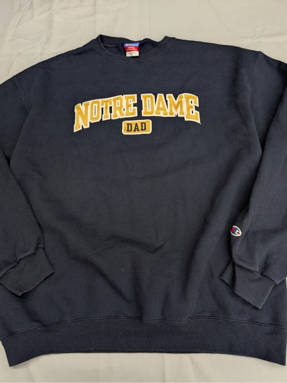 Notre Dame Dad Champion Sweatshirt Crewneck XL Navy Blue